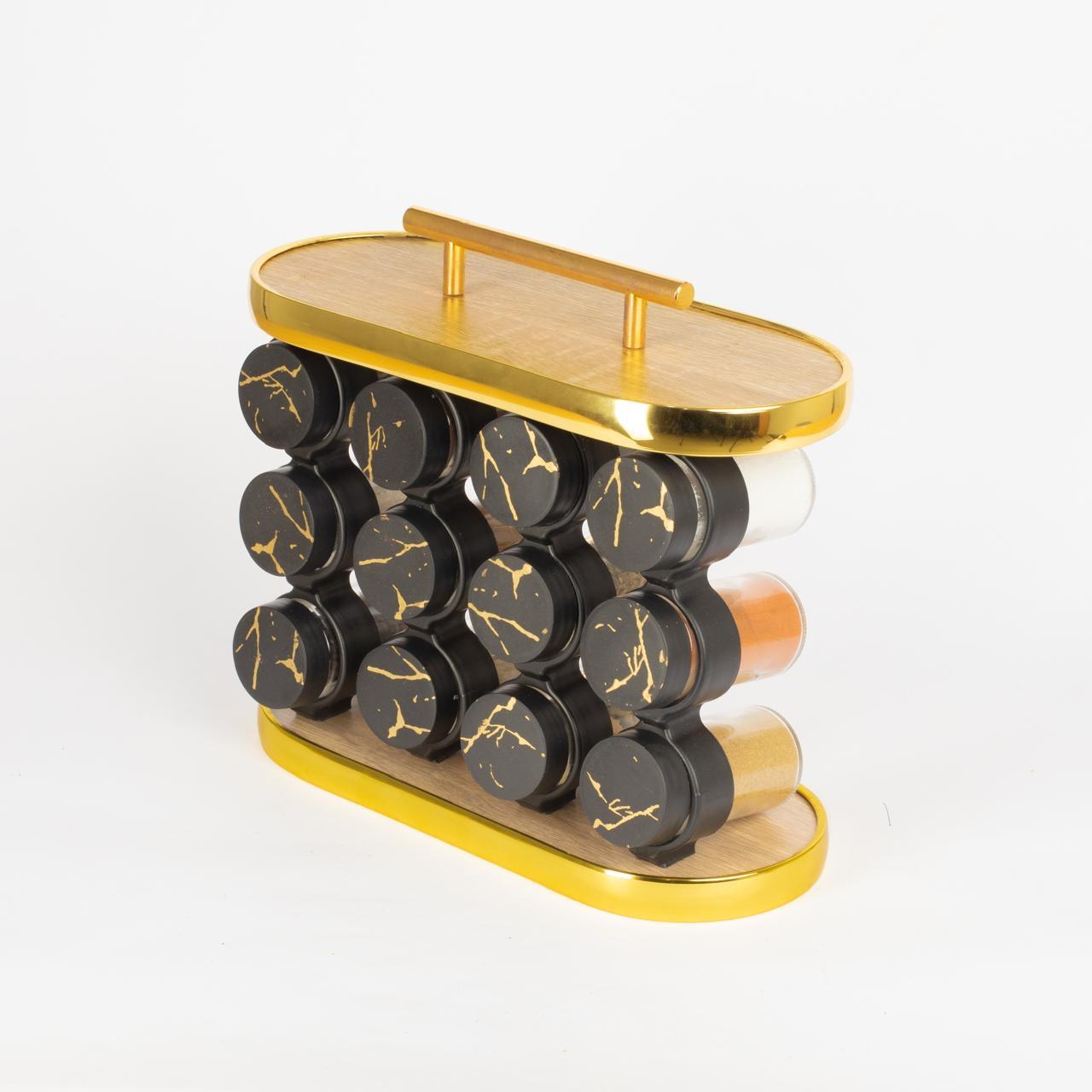 طقم توابل نصف دائري غطاء بلاستيك دهبي