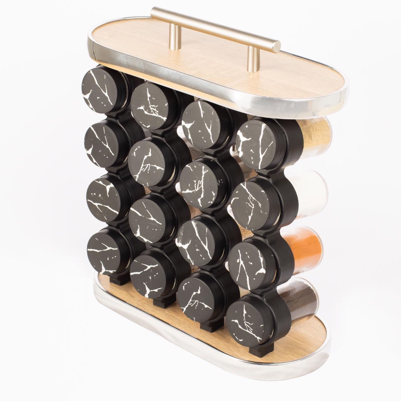 طقم توابل نصف دائري غطاء بلاستيك فضي