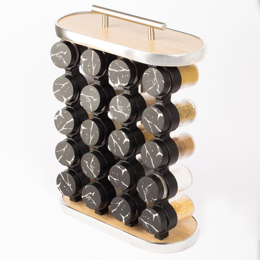 طقم توابل نصف دائري غطاء بلاستيك فضي