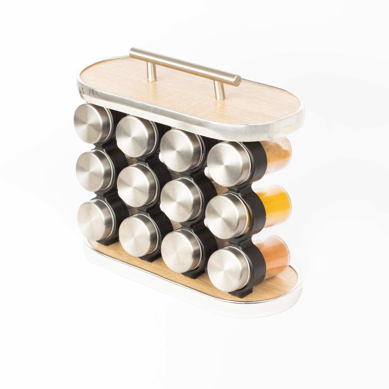 Silver Stainless Spice Rack - half moon