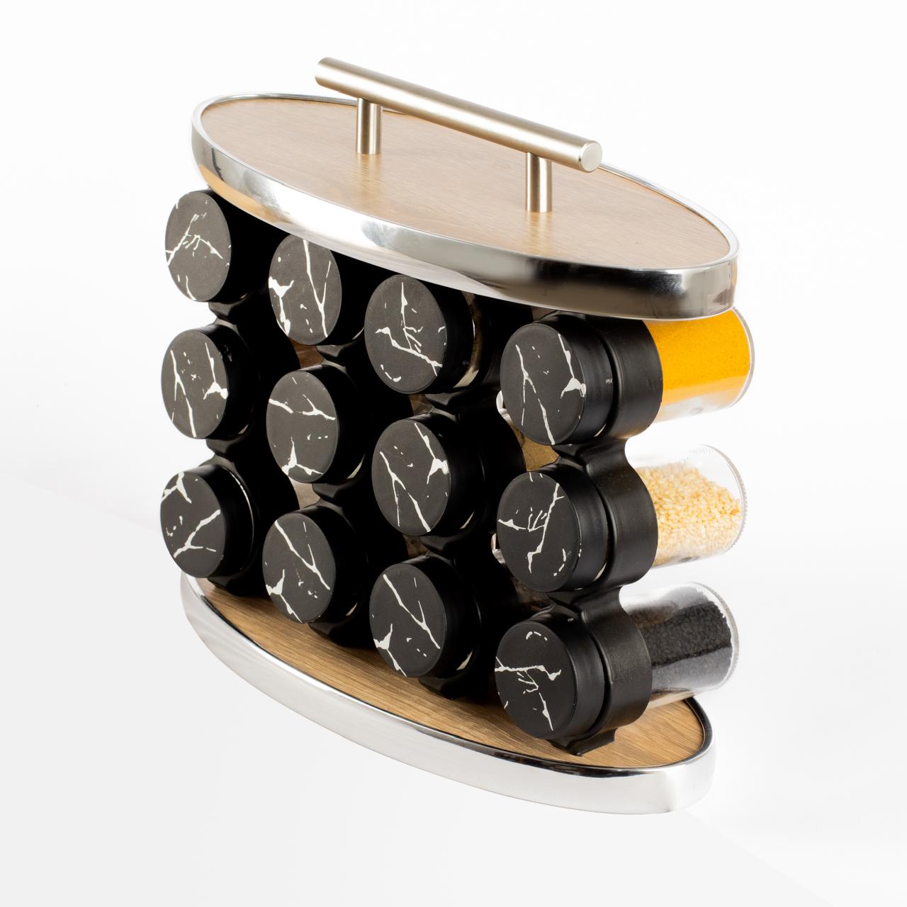 طقم توابل بيضاوي غطاء بلاستيك فضي