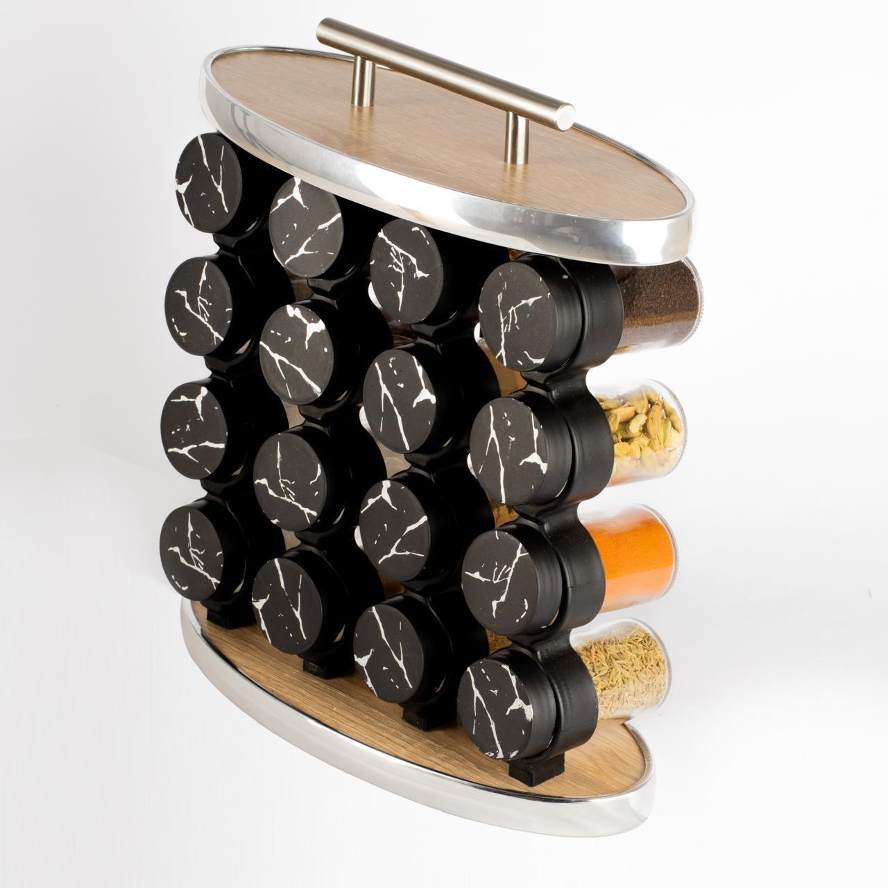 طقم توابل بيضاوي غطاء بلاستيك فضي