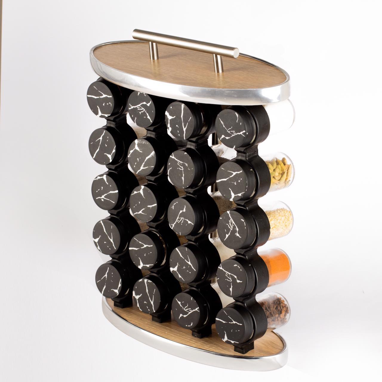 طقم توابل بيضاوي غطاء بلاستيك فضي