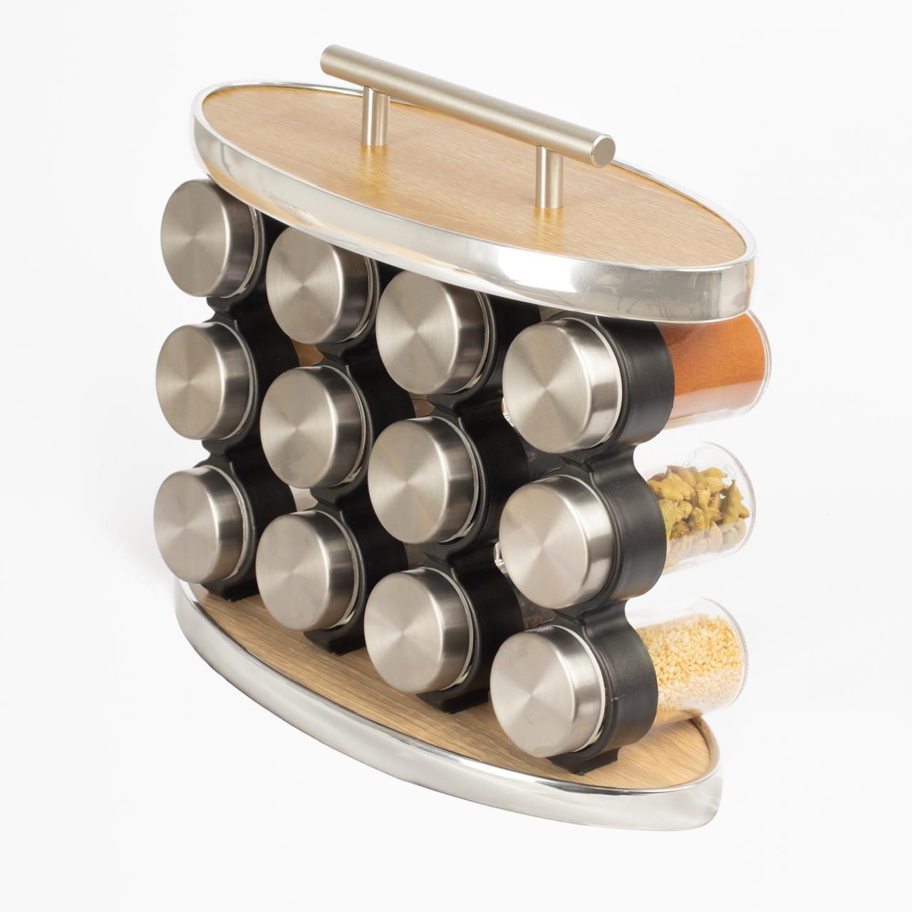 طقم توابل بيضاوي غطاء ستانلس فضي