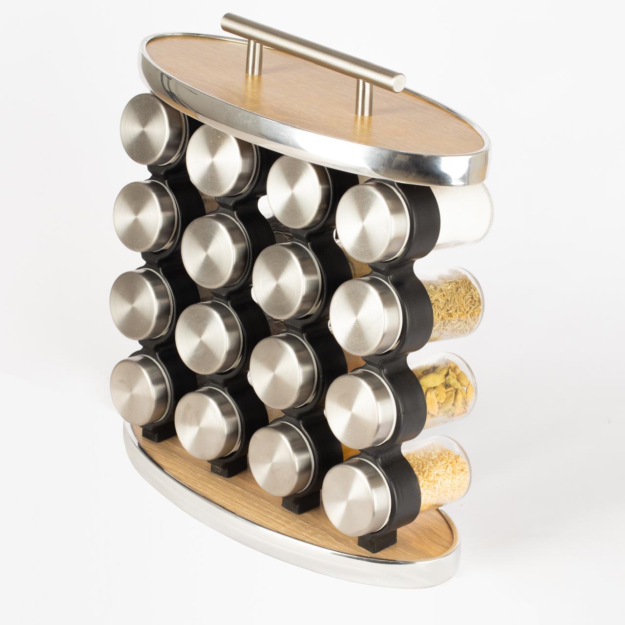 طقم توابل بيضاوي غطاء ستانلس فضي