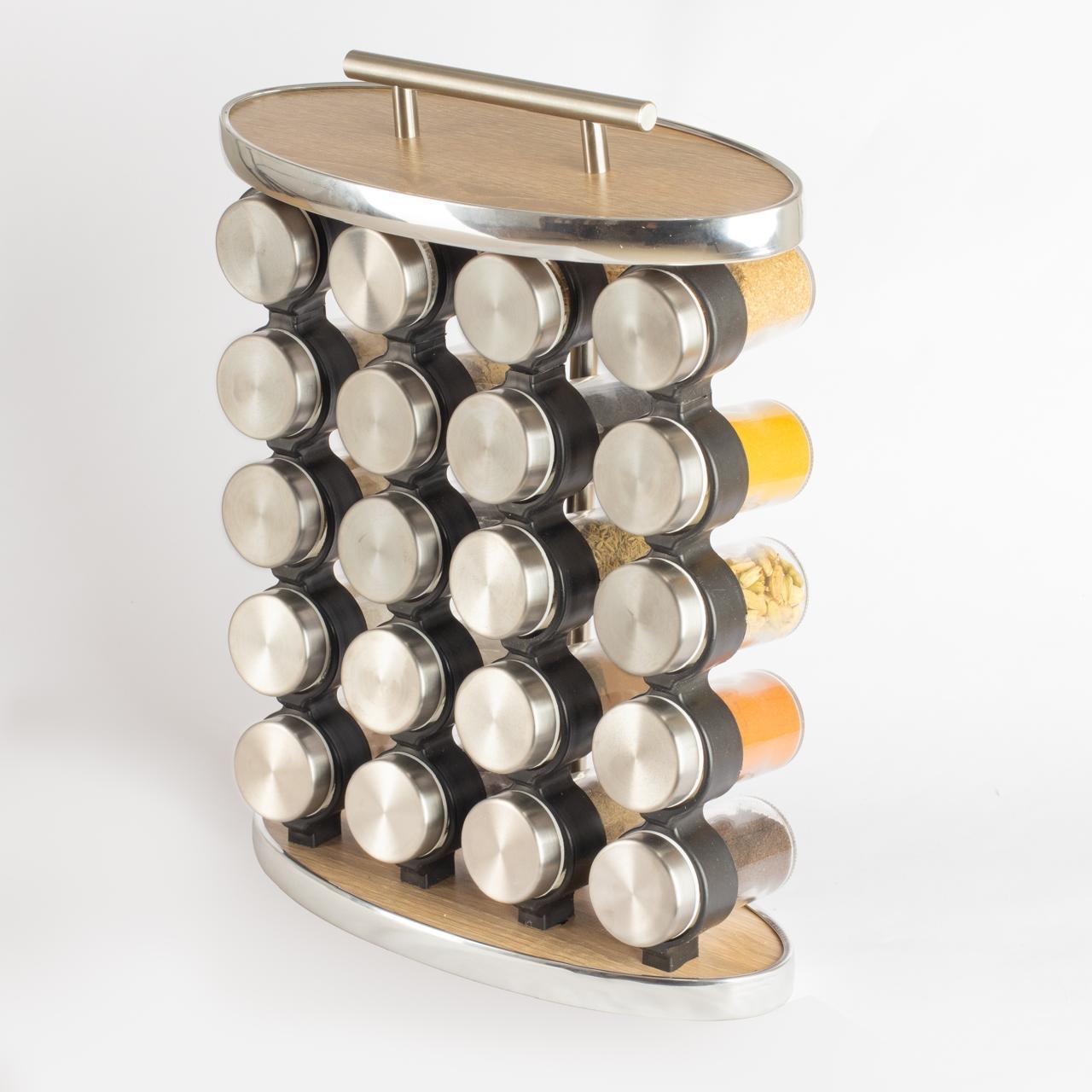 طقم توابل بيضاوي غطاء ستانلس فضي