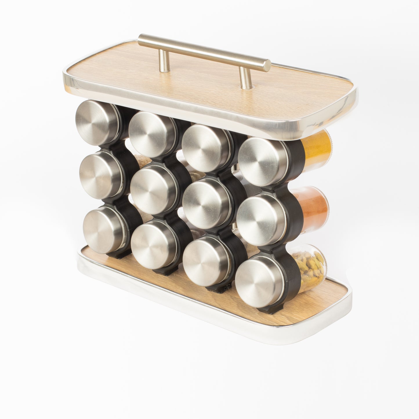 طقم توابل مستطيل غطاء ستانلس فضي