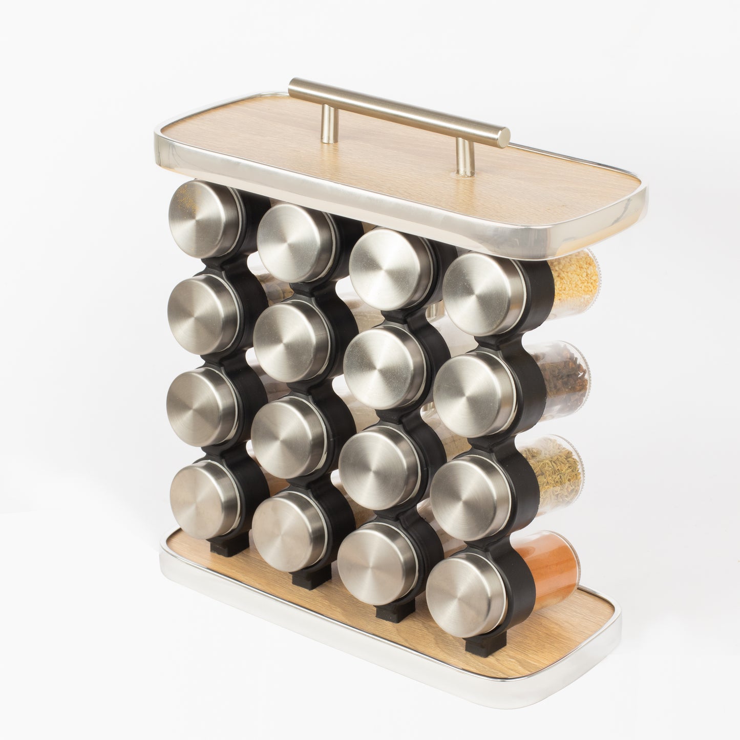 طقم توابل مستطيل غطاء ستانلس فضي