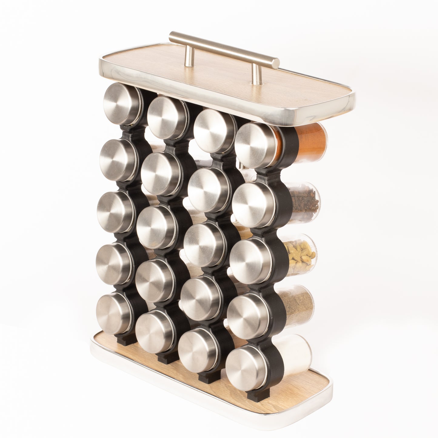 طقم توابل مستطيل غطاء ستانلس فضي