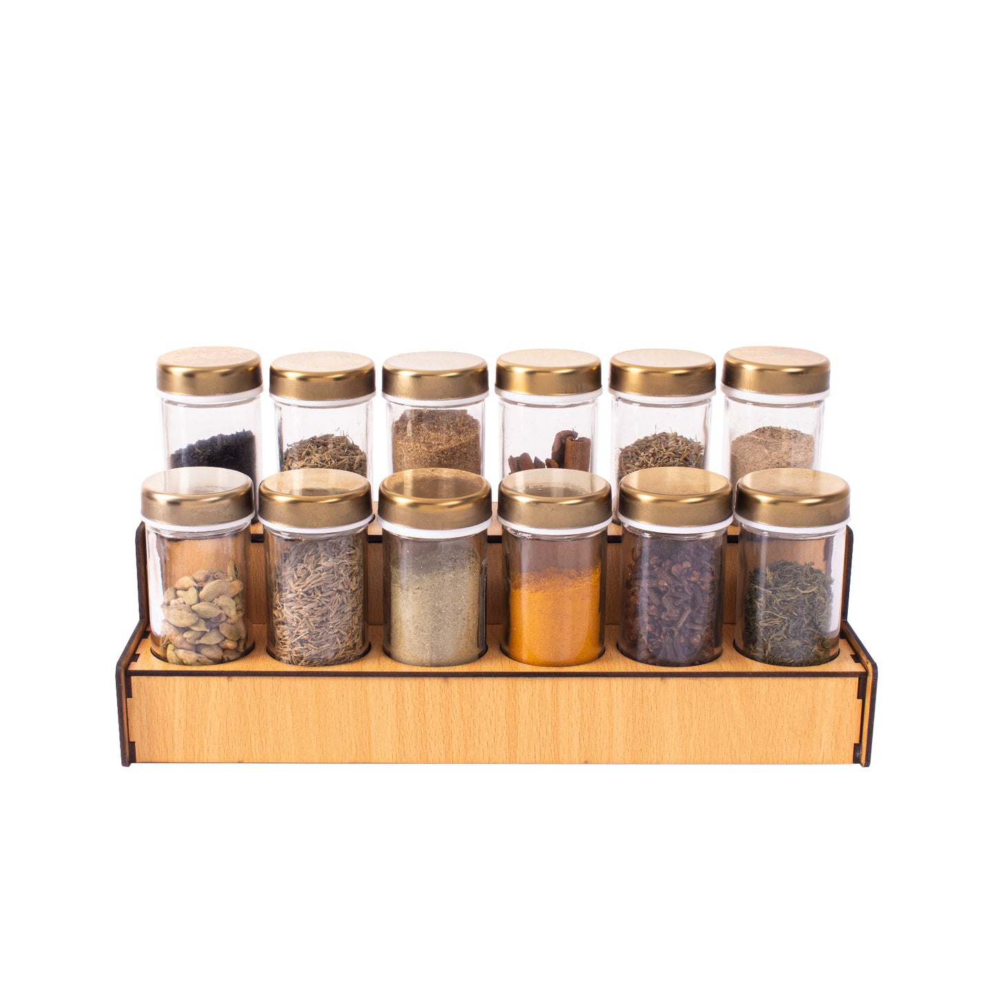 طقم توابل سلم ١٢ غطاء ستانلس دهبي أو فضي