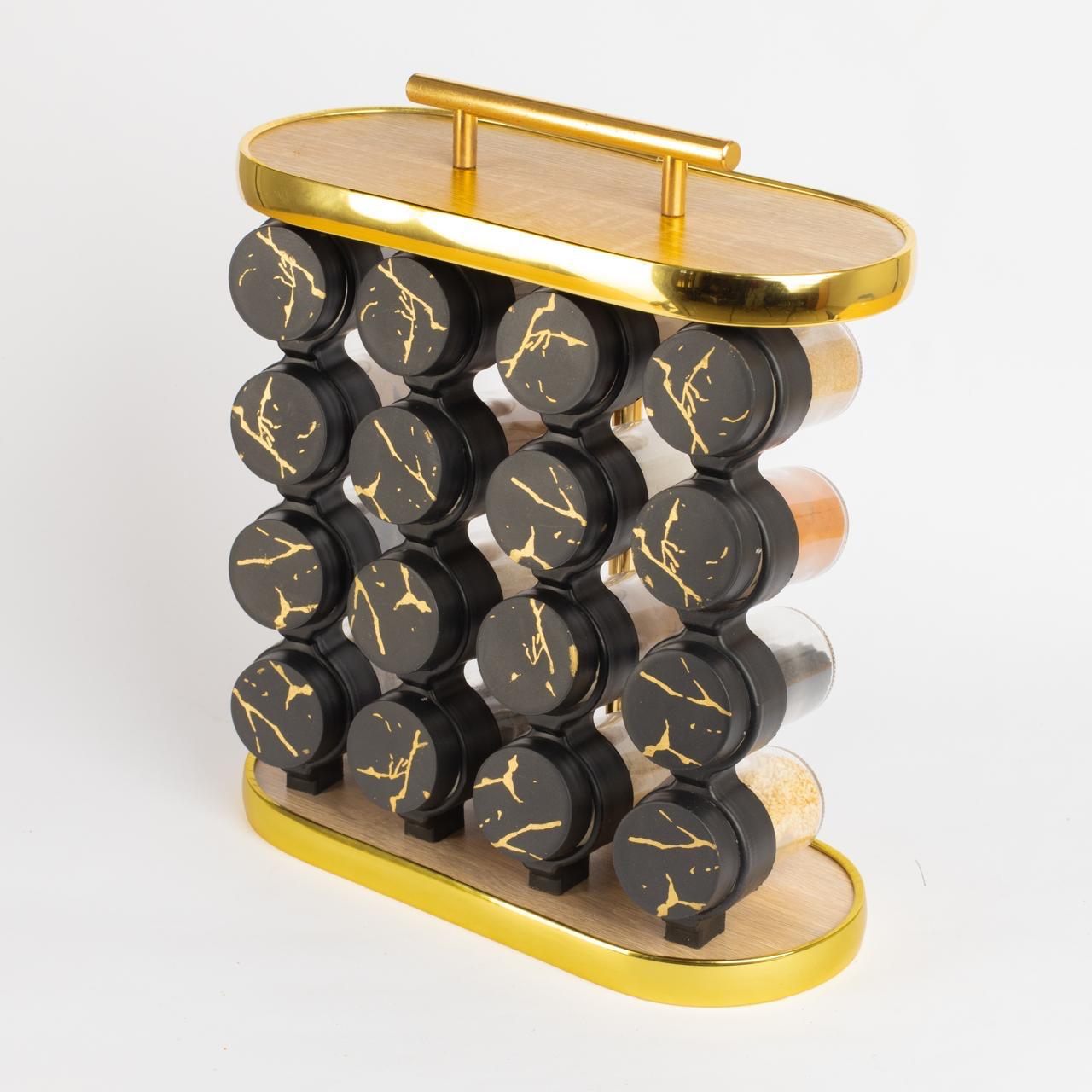 طقم توابل نصف دائري غطاء بلاستيك دهبي