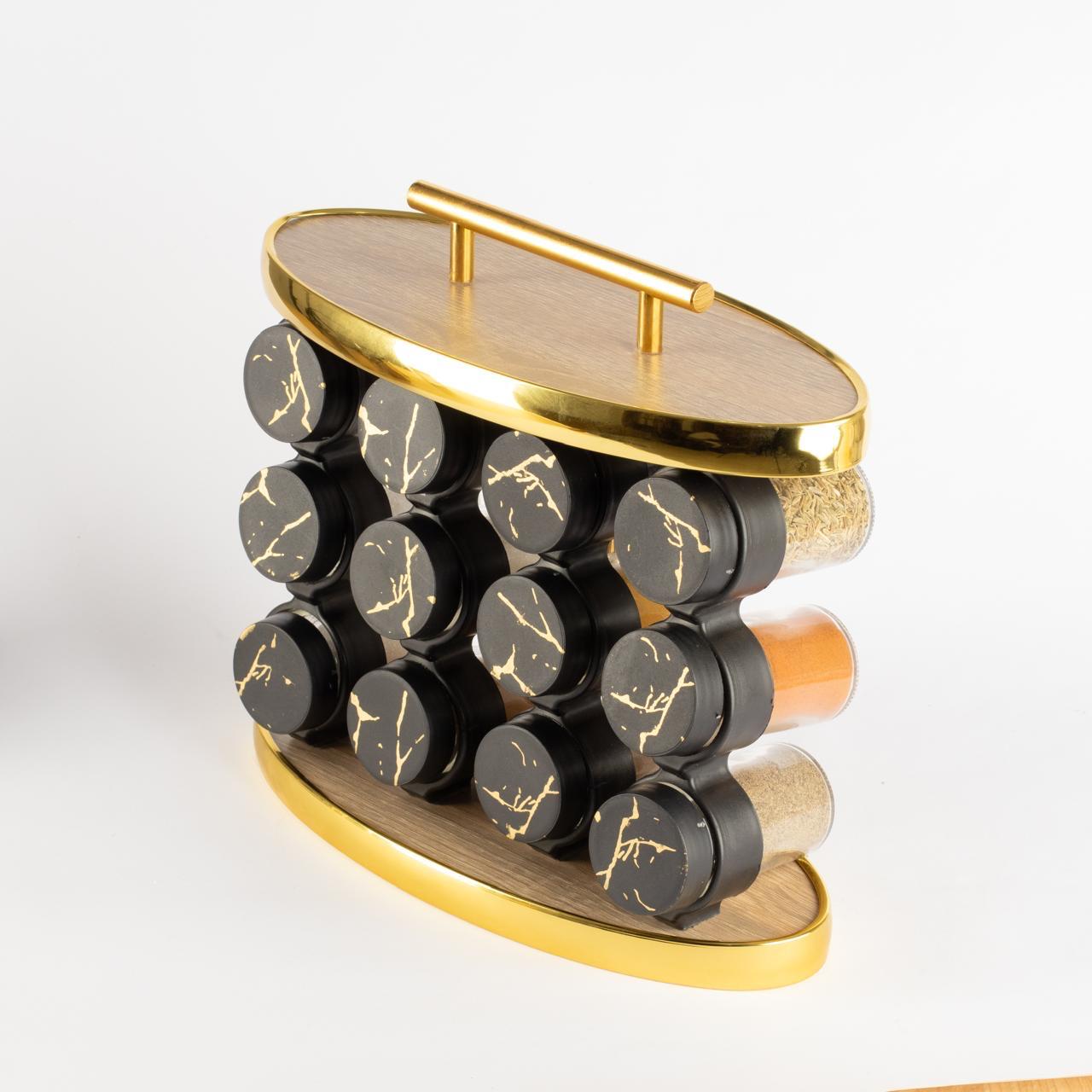 طقم توابل بيضاوي غطاء بلاستيك دهبي