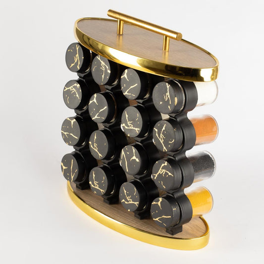 طقم توابل بيضاوي غطاء بلاستيك دهبي