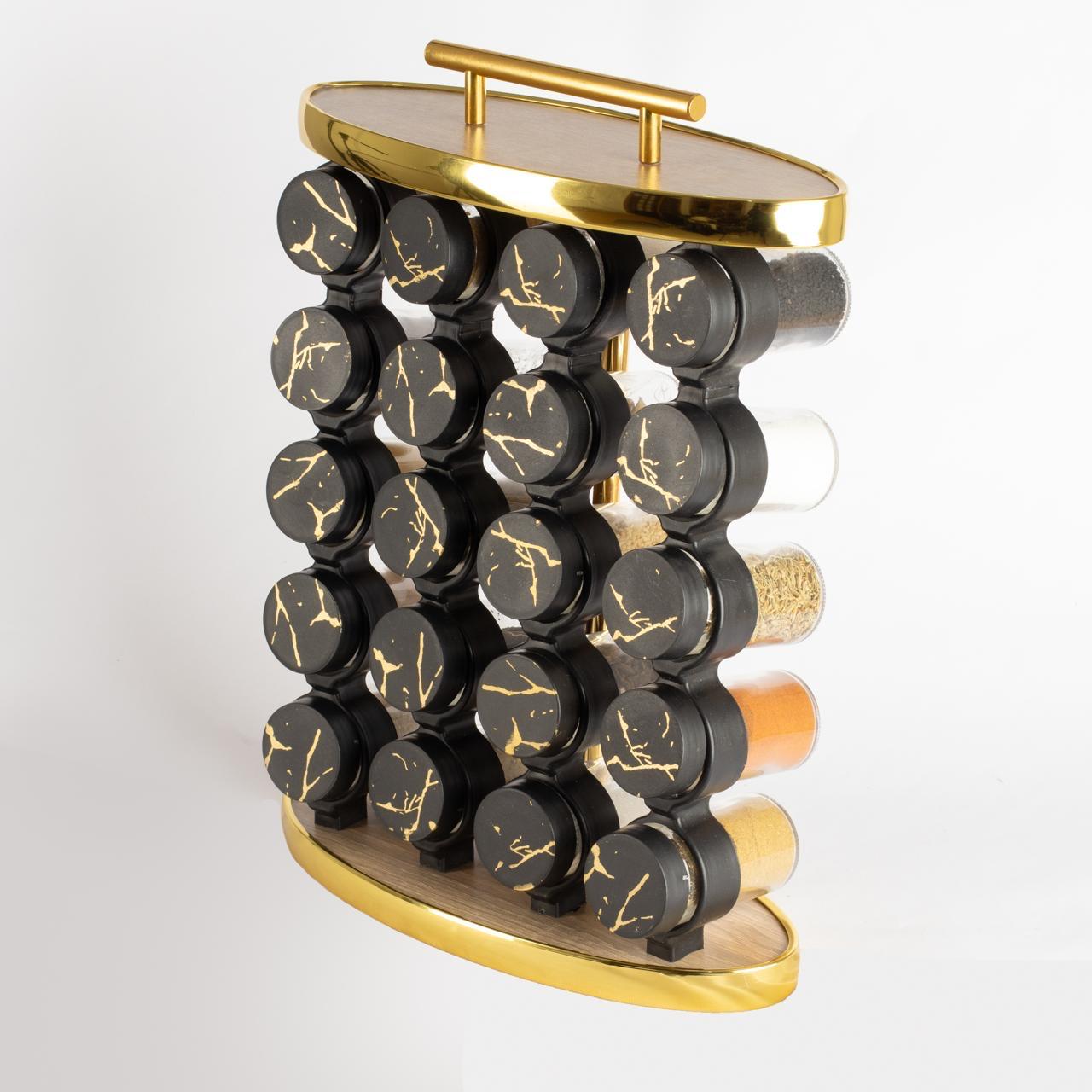 طقم توابل بيضاوي غطاء بلاستيك دهبي