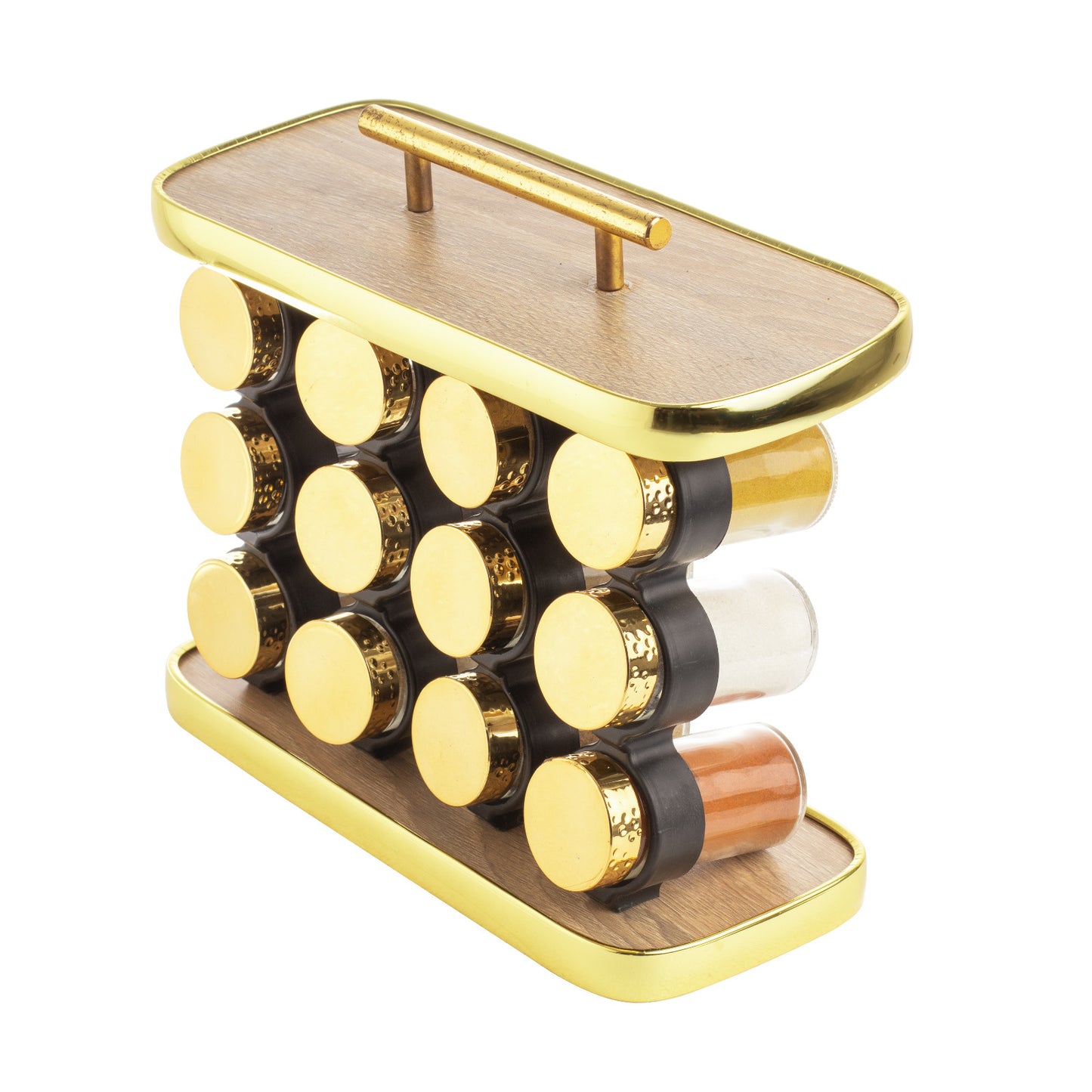 طقم توابل مستطيل غطاء ستانلس دهبي