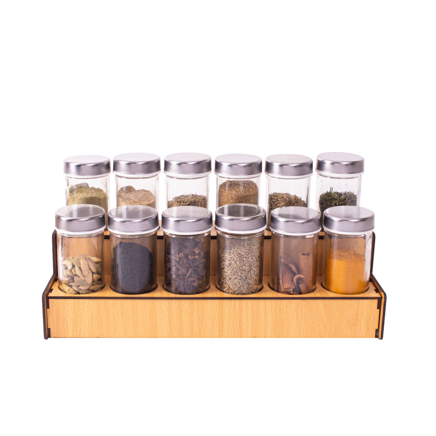 طقم توابل سلم ١٢ غطاء ستانلس دهبي أو فضي